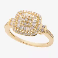 Diamond Blossom Womens 1/2 CT. T.W. Mined White 10K Gold Cushion Halo Cocktail Ring