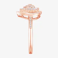 Diamond Blossom Womens 1/2 CT. T.W. Natural White 10K Rose Gold Heart Halo Cocktail Ring