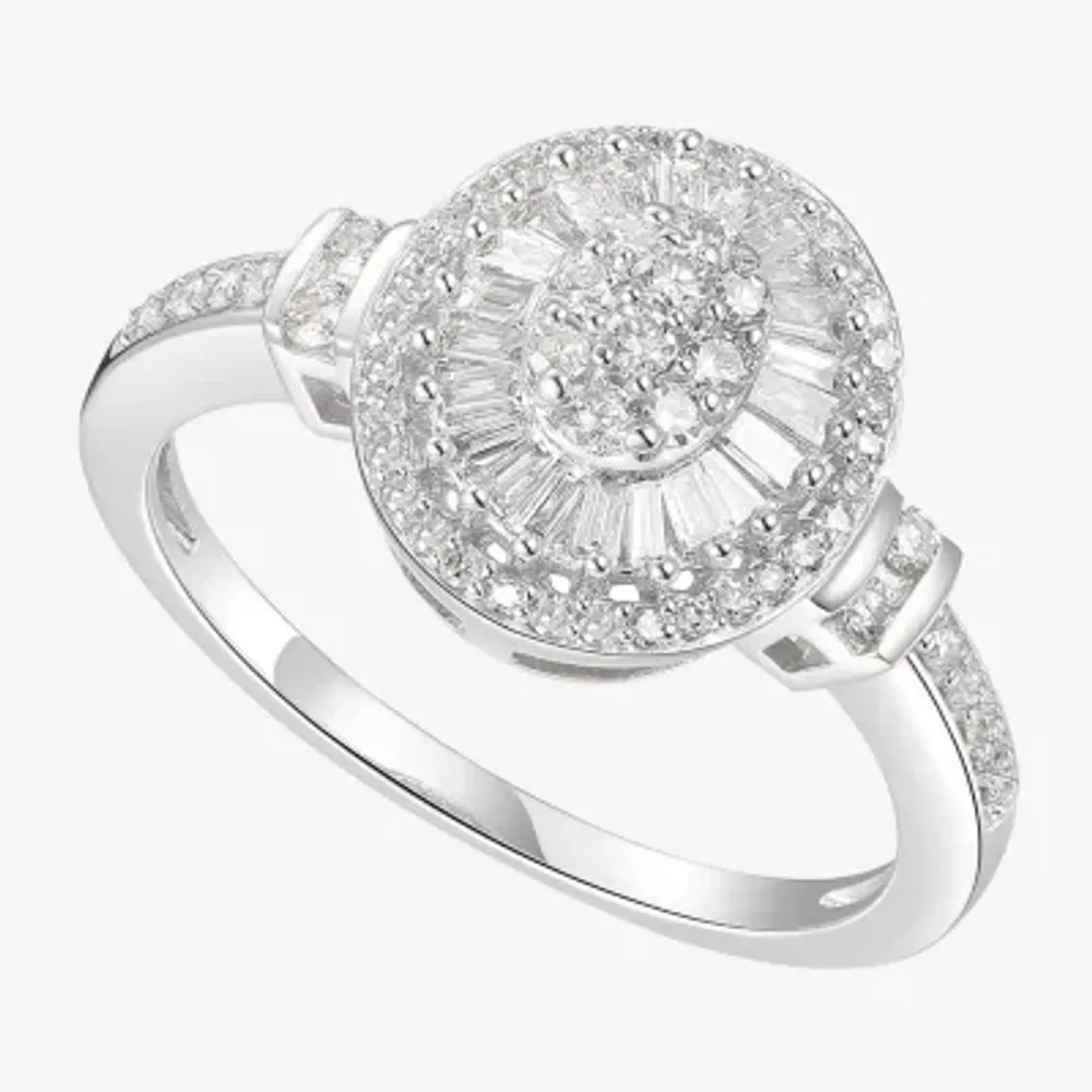 Diamond Blossom Womens 1/2 CT. T.W. Natural White 10K Gold Halo Cocktail Ring