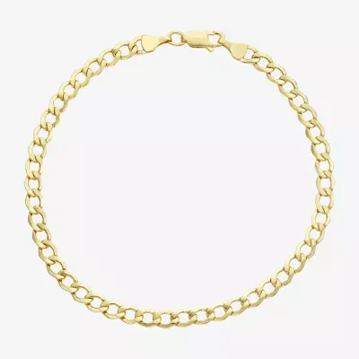 10K Gold 8- Inch Hollow Curb Chain Bracelet