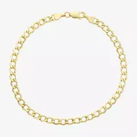 10K Gold 8-8.5 Inch Hollow Curb Chain Bracelet