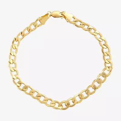 10K Gold 8-8.5 Inch Hollow Curb Chain Bracelet