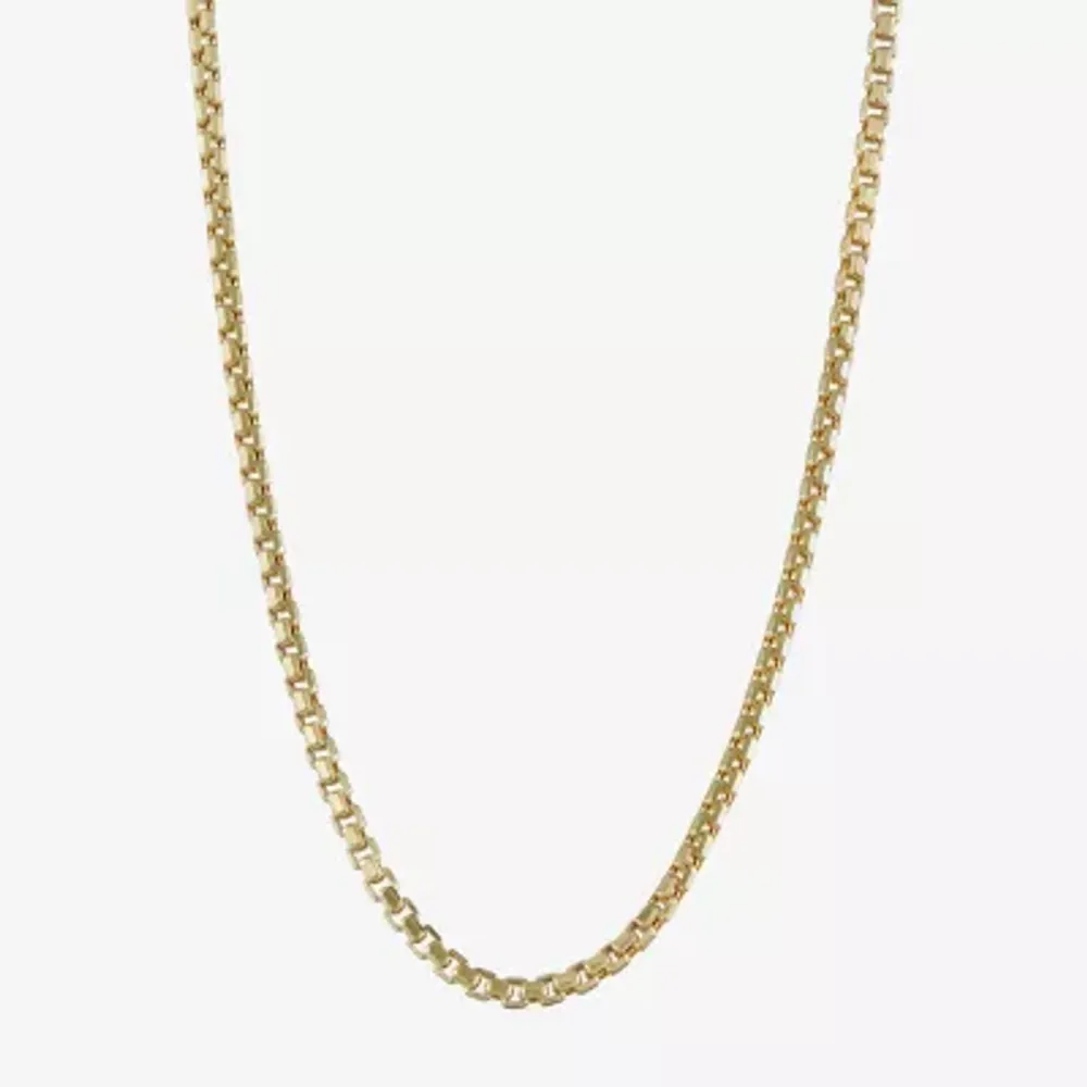 10K Gold 18 Inch Hollow Box Chain Necklace