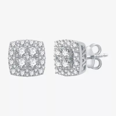 (H-I / I1) 1 CT. T.W. Lab Grown White Diamond Sterling Silver 9.7mm Stud Earrings