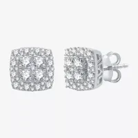 (H-I / I1) 1 CT. T.W. Lab Grown White Diamond Sterling Silver 9.7mm Stud Earrings