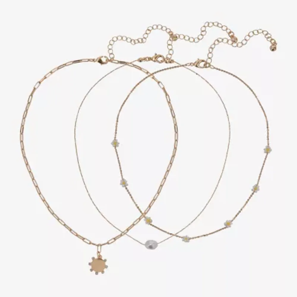 Arizona Gold Tone Daisy 3-pc. 14 Inch Cable Flower Necklace Set