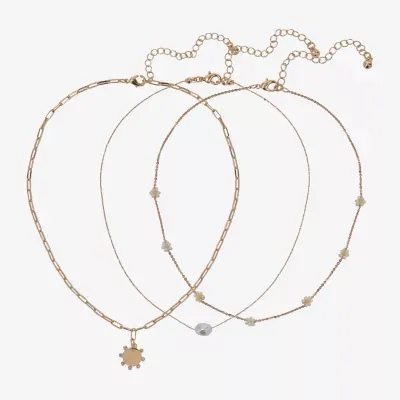 Arizona Gold Tone Daisy 3-pc. 14 Inch Cable Flower Necklace Set