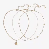 Arizona Gold Tone Daisy 3-pc. 14 Inch Cable Flower Necklace Set