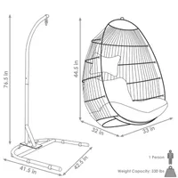 Julia Hanging Egg Chair with Cushion and Stand