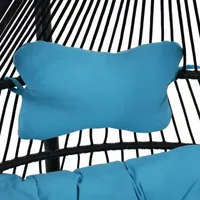 Julia Hanging Egg Chair with Blue Cushion and Stand