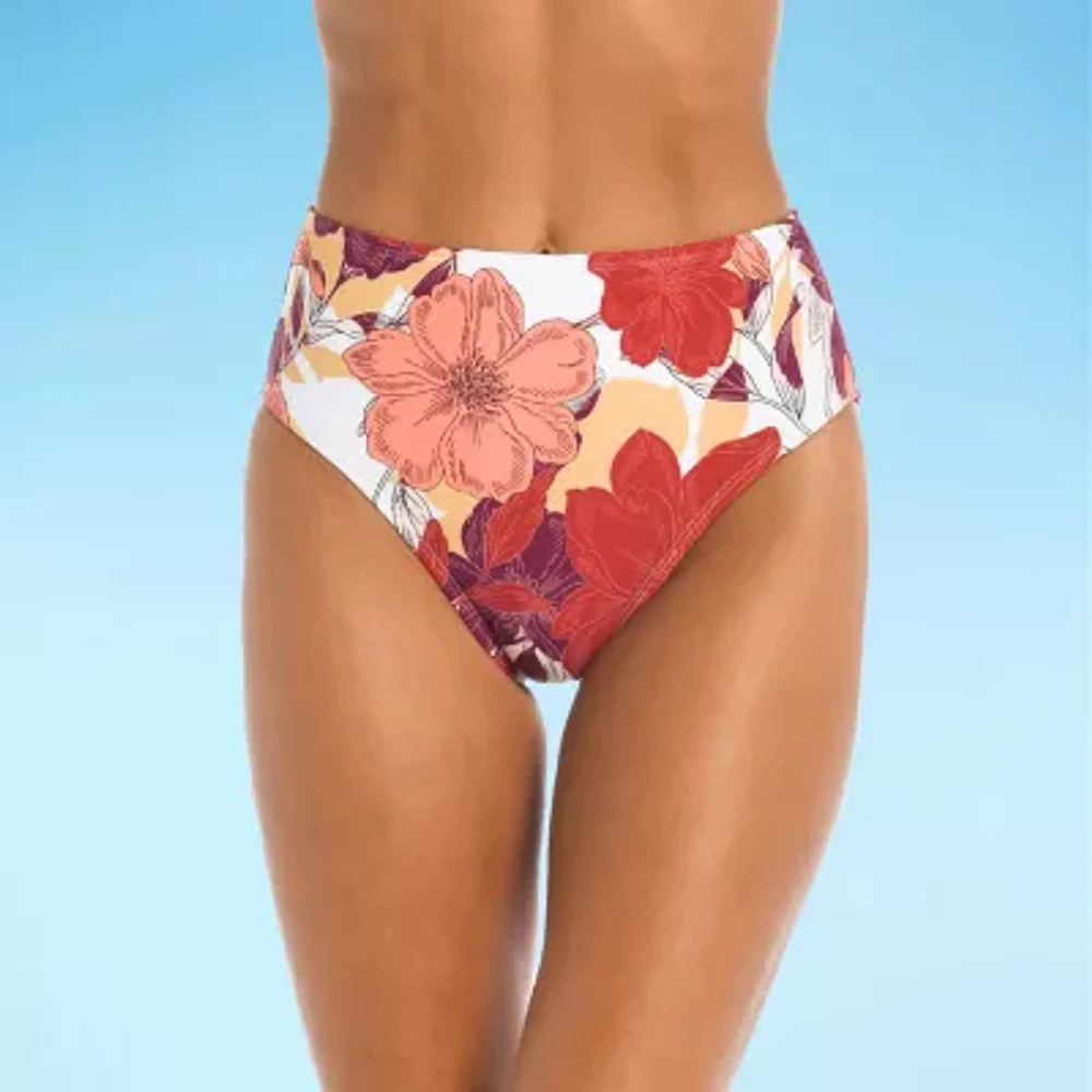 Mynah Womens Stretch Fabric Lined Floral High Waist Bikini Swimsuit Bottom