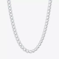 Made in Italy 10K White Gold 14K White Gold 22 Inch Semisolid Curb Chain Necklace