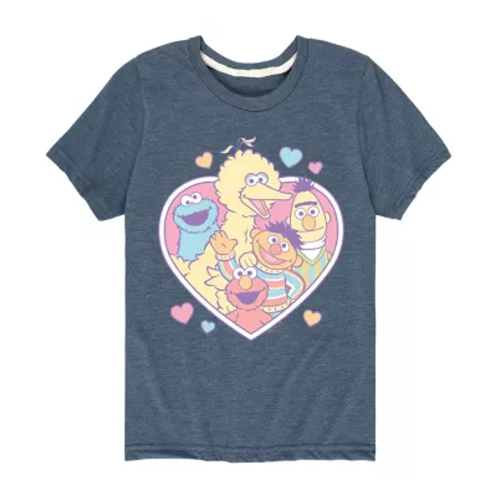 Big Girls Round Neck Short Sleeve Sesame Street Graphic T-Shirt