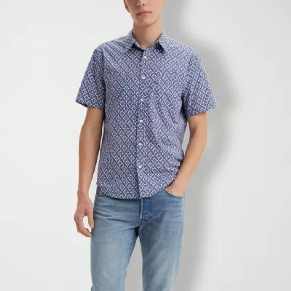 Levi's® Mens Classic Fit Short Sleeve Diamond Print Button-Down Shirt