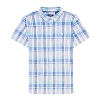 IZOD Madras Mens Classic Fit Short Sleeve Plaid Button-Down Shirt