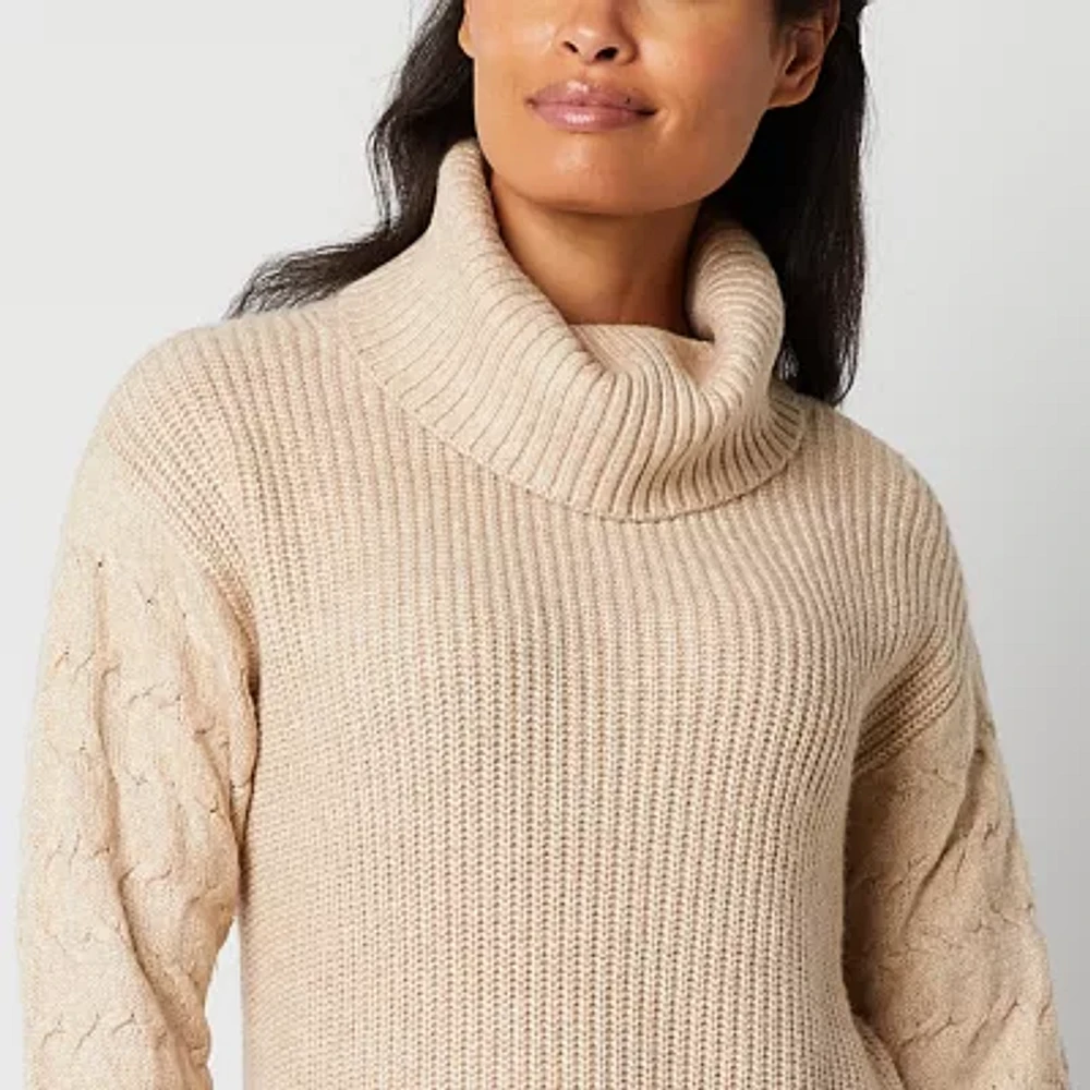 St. John's Bay Womens Turtleneck Long Sleeve Pullover Sweater