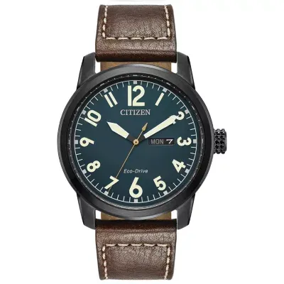 Citizen Chandler Mens Brown Leather Strap Watch Bm8478-01l