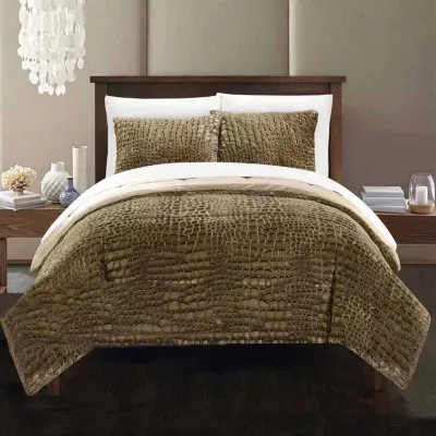 Chic Home Faux Alligator Queen 7pc. Midweight Reversible Comforter Set