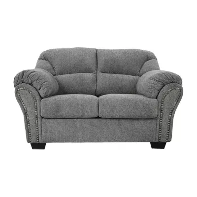 Signature Design by Ashley® Aldin Pad-Arm Upholstered Loveseat in Pewter