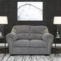 Signature Design by Ashley® Aldin Pad-Arm Upholstered Loveseat in Pewter