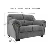 Signature Design by Ashley® Aldin Pad-Arm Upholstered Loveseat in Pewter