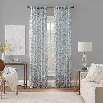 Waverly Porch Pavillion Sheer Rod Pocket Back Tab Single Curtain Panel