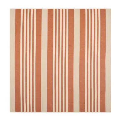 Safavieh Courtyard Collection Santos Stripe Indoor/Outdoor Square Area Rug
