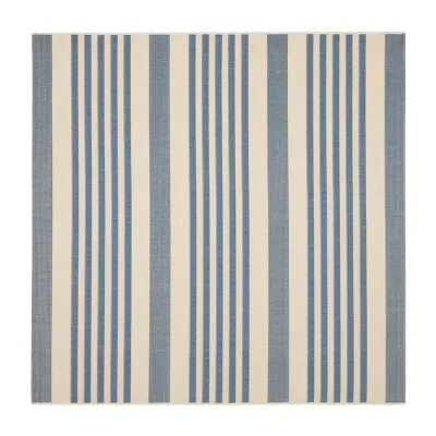 Safavieh Courtyard Collection Santos Stripe Indoor/Outdoor Square Area Rug