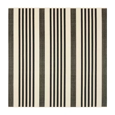 Safavieh Courtyard Collection Santos Stripe Indoor/Outdoor Square Area Rug
