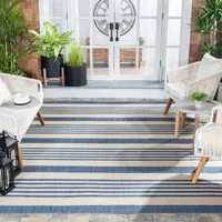 Safavieh Courtyard Collection Santos Stripe Indoor/Outdoor Square Area Rug