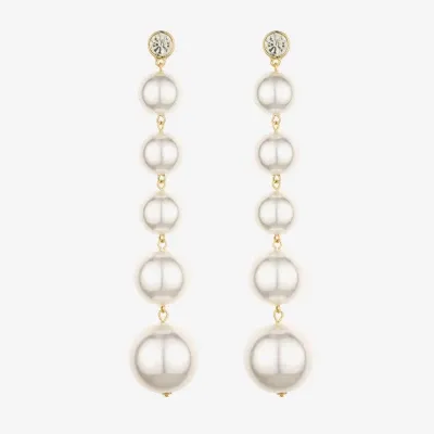 Bold Elements Linear Simulated Pearl Drop Earrings