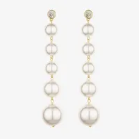 Bold Elements Linear Simulated Pearl Drop Earrings