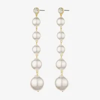 Bold Elements Linear Simulated Pearl Drop Earrings