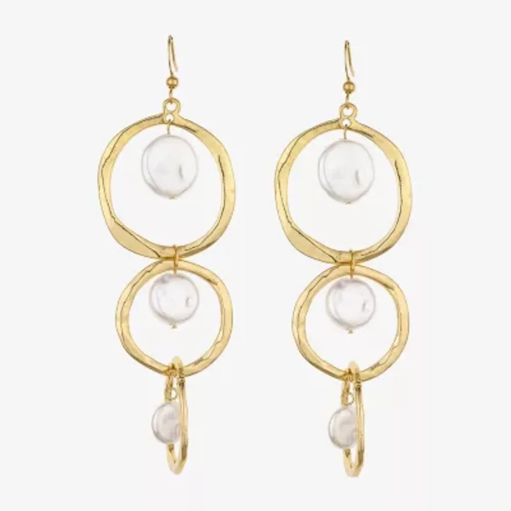 Bold Elements Simulated Pearl Round Drop Earrings