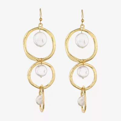 Bold Elements Simulated Pearl Round Drop Earrings