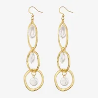 Bold Elements Simulated Pearl Round Drop Earrings