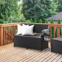 Parksville Resin Wicker Storage Patio Bench