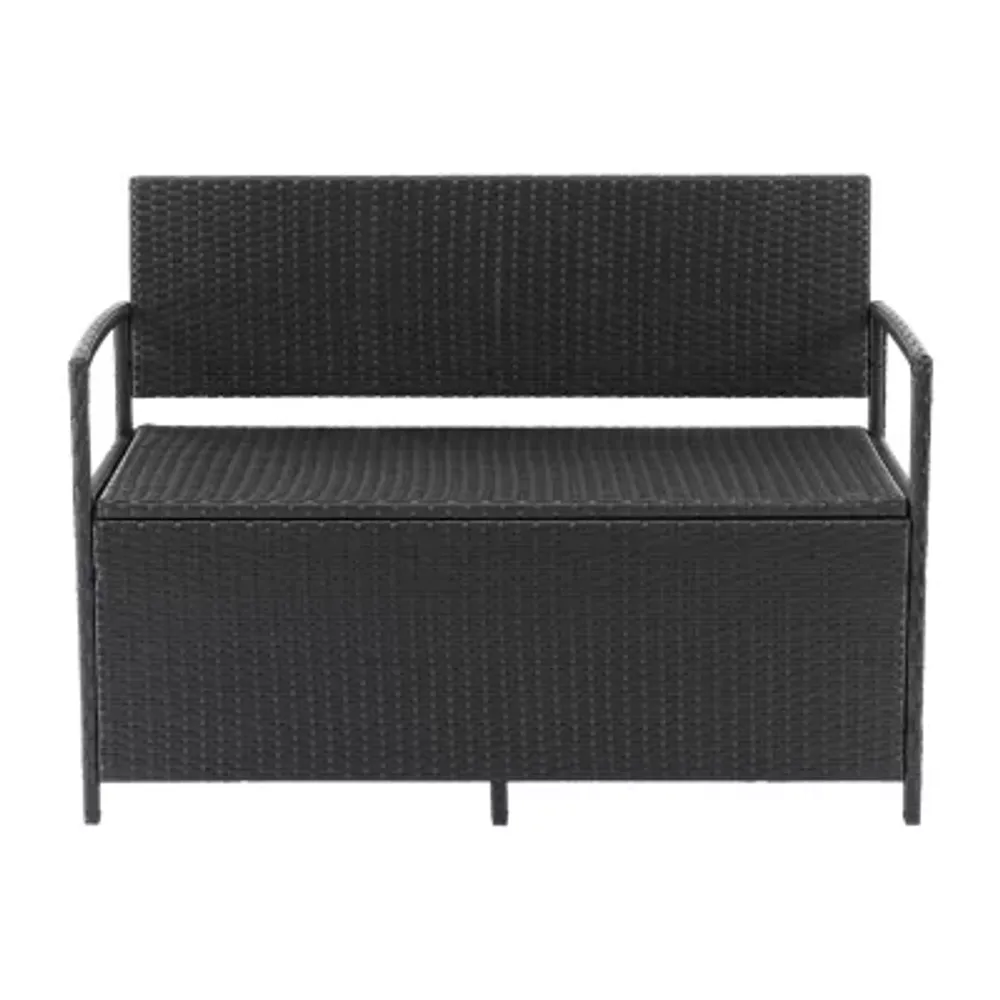 Parksville Resin Wicker Storage Patio Bench