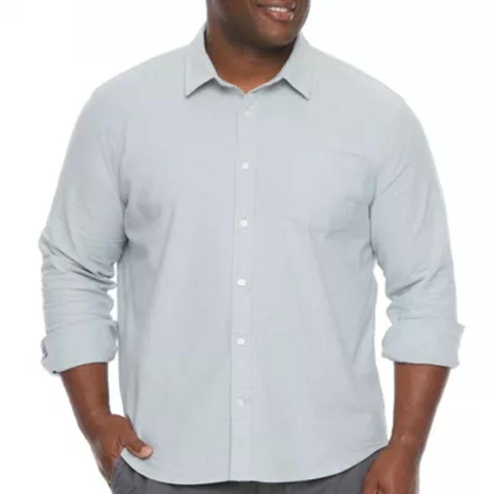 mutual weave Big and Tall Mens Regular Fit Long Sleeve Button-Down Shirt