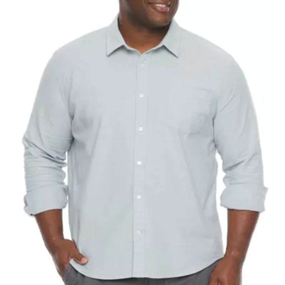 Mutual weave Big and Tall Mens Regular Fit Long Sleeve Button-Down