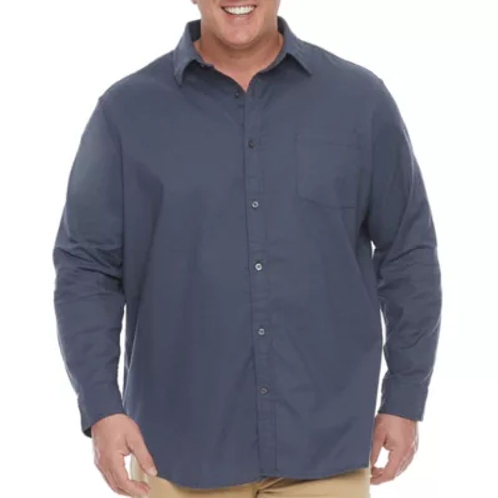 mutual weave Big and Tall Mens Regular Fit Long Sleeve Button-Down Shirt