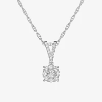 Diamond Blossom Womens 1/ CT. T.W. Natural White Diamond 10K Gold Round Pendant Necklace