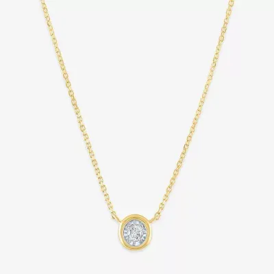(G-H / Si2-I1) Womens Diamond Accent Lab Grown White Diamond 10K Gold 18 Inch Pendant Necklace