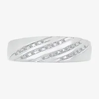 6.7mm Unisex Adult 1/2 CT. T.W. Natural White Diamond 10K White Gold Round Side Stone Wedding Ring Sets