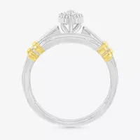 5.10mm Unisex Adult 1/4 CT. T.W. Mined White Diamond 10K Two Tone Gold Marquise Halo Side Stone Ring Sets