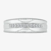 6.00mm Unisex Adult 1/2 CT. T.W. Natural White Diamond 10K White Gold Round Halo Side Stone Ring Sets