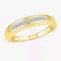 3.60mm Unisex Adult 1/5 CT. T.W. Mined White Diamond 10K Gold Round Side Stone Wedding Ring Sets