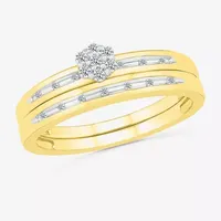 3.60mm Unisex Adult 1/5 CT. T.W. Mined White Diamond 10K Gold Round Side Stone Wedding Ring Sets