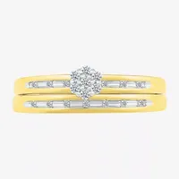 3.60mm Unisex Adult 1/5 CT. T.W. Mined White Diamond 10K Gold Round Side Stone Wedding Ring Sets