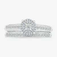 4.45mm Unisex Adult 1/4 CT. T.W. Mined White Diamond 10K White Gold Round Halo Side Stone Ring Sets